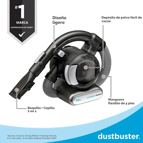 Vista 3 de Black+Decker BDH2020FL - Aspiradora flexible de litio, 20 V max, con cepillo para pelo de mascotas, inalámbrica