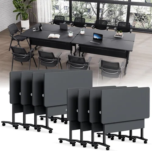 Vista 17 de Folding Conference Table with Wheels, Modular Foldable Conference Room Training Tables for Training Rooms, Flip Top Mobile Rolling Meeting Seminar