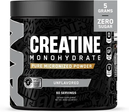 Vista 7 de All Black Everything - Monohidrato de creatina 60 porciones Blue Razz Polvo de aminoácidos micronizados Apoya los músculos Energía celular