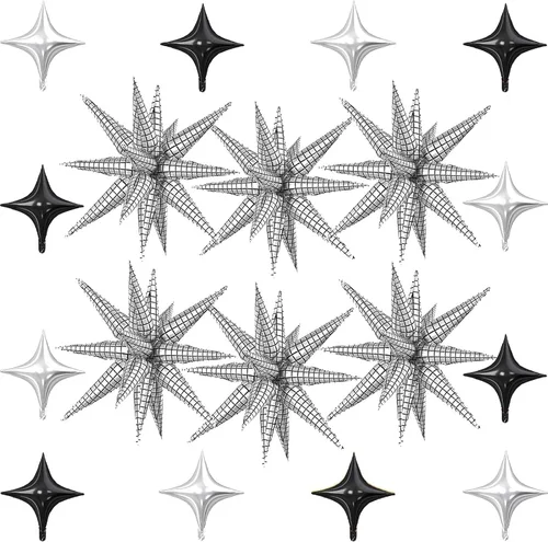 Vista 41 de 18 globos de estrella rosa, globo rosa bebé con 6 globos de estrella en explosión de 22 pulgadas, 12 globos de aluminio de cuatro estrellas