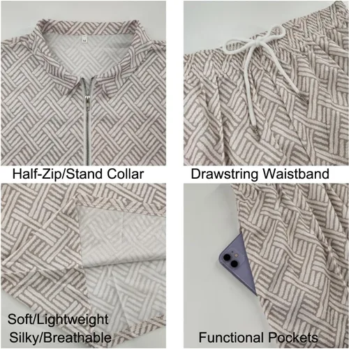 Vista 3 de Conjunto corto de 2 piezas para hombre, camiseta polo, conjunto casual de verano de manga corta y pantalones cortos para hombre