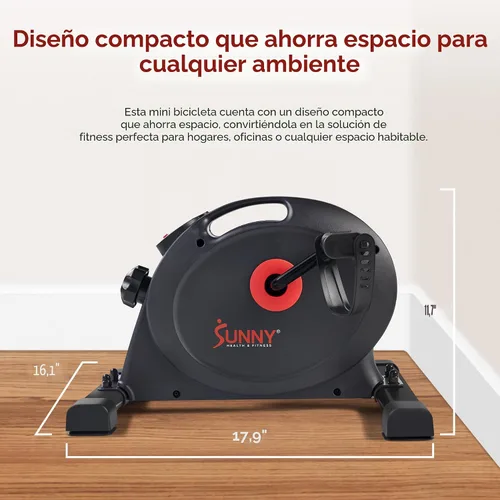 Vista 3 de Sunny Health & Fitness Smart Under-Desk Bike Exerciser, Low-Impact Cardio Cycling Equipment for Home/Office, Mini Paddler for Arm/Leg Mobility