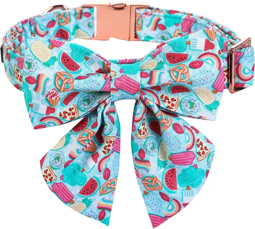 Vista 19 de Maca Bates - Collar de perro azul a cuadros con corbatín marinero con estampado de cuadrícula para cachorros, collar de cuadros ajustable, duradero