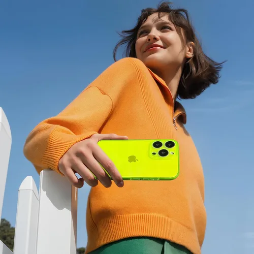 Vista 4 de Compatible con Funda iPhone 14 Pro, Funda Transparente Neón con Cubierta para Lente de Cámara Carcasa para Mujeres y Niñas Delgada Suave Silicona