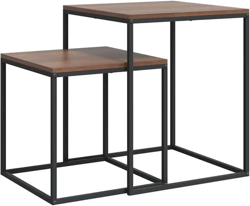 Vista 10 de vidaXL Mesa de centro cuadrada de 2 piezas de madera de ingeniería de 15.7 pulgadas en negro