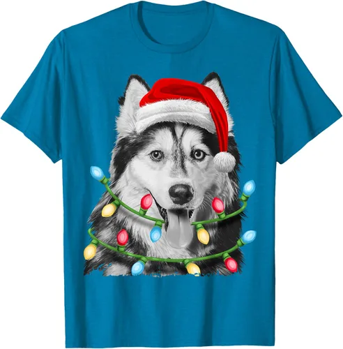 Vista 8 de Camiseta para niños con diseño de hachís siberiano con luces de árbol de Navidad Negro