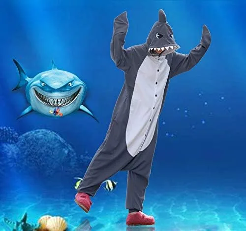 Vista 3 de WOTOGOLD pijamas disfraz en forma de tiburón para adulto, ideal para Cosplay