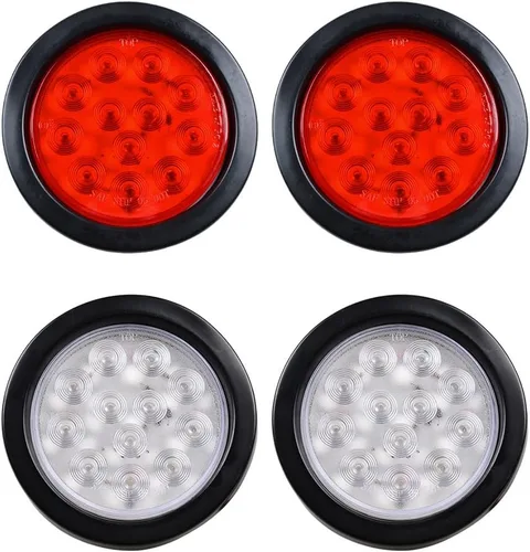 Vista 20 de Astra Depot Juego de 4 unids rojo 4 "redondo 12 LED Stop Running Luz trasera Ojal Plug para vehículo largo camión remolque