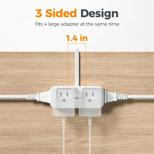 Vista 8 de TESSAN Cable de extensión corto de 0.5 pies, extensor de salida protector Gris