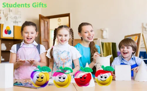 Vista 6 de Paquete de 24 regalos de Navidad de Apple para estudiantes, regalos a granel de burbujas de arco iris, regalos de profesores, mini recompensas