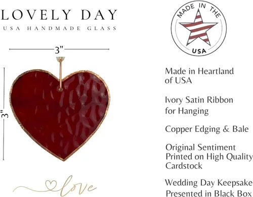 Vista 2 de Papá en el día de mi boda – Hermoso corazón de vitrales – Regalo de boda sentimental para papá y adorno de recuerdo significativo para el padre