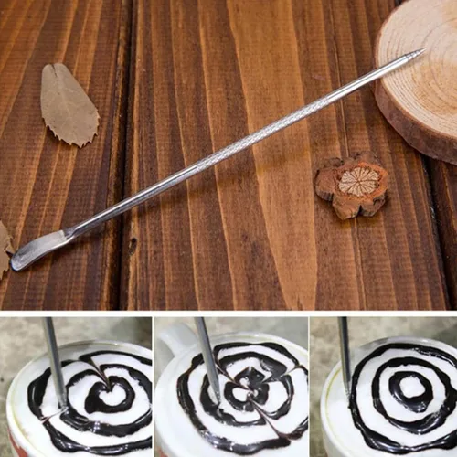 Vista 5 de Pluma artística de café con leche de acero inoxidable – Bolígrafo de especias, accesorio para máquina de café espresso capuchino, herramienta