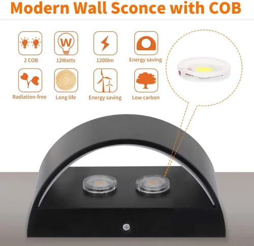Vista 6 de Lightess Lámparas de pared modernas lámpara de pared interior regulable LED lámpara de pared arriba abajo 12W para dormitorio sala de estar