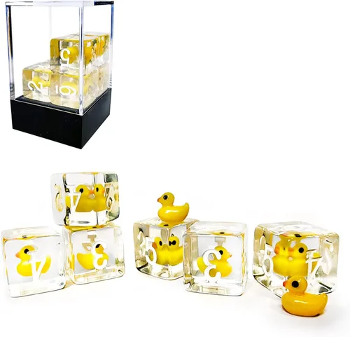 Vista 2 de Bescon Pato amarillo 6 lados dados Set 6pcs en caja de ladrillo, 16MM Yellew Duck D6 6pcs