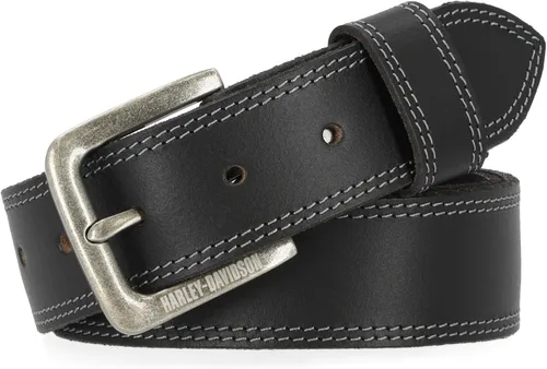 Vista 2 de Harley-Davidson Cinturón de cuero de 1.496 in para hombre Negro (doble costura)
