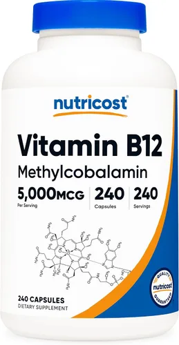 Vista 6 de Nutricost Vitamina B12 (Metilcobalamina) 5000mcg, 120 Cápsulas, Sin Gluten Gorras vegetarianas, suplemento B12 sin OMG