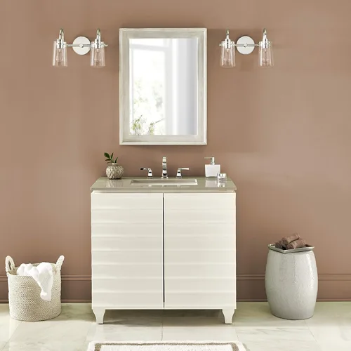 Vista 6 de Linea di Liara Avezzana - Lámpara de tocador de baño de 2 luces de níquel cepillado con pantalla de vidrio transparente, modernas luces de tocador