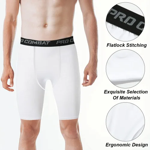 Vista 4 de HYCOPROT Pantalones cortos de compresión para hombre, ropa interior deportiva de elastano, rendimiento atlético, capa base, entrenamiento, correr