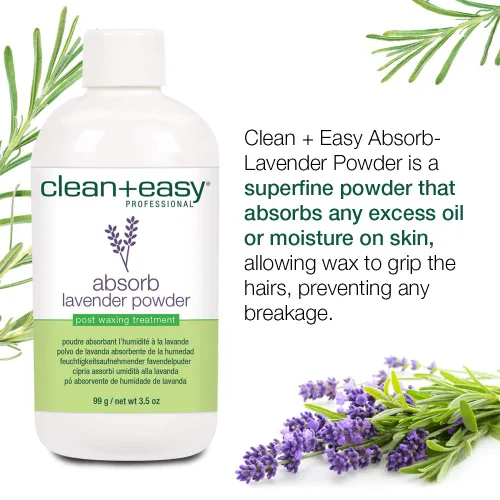 Vista 3 de Clean + Easy Absorb Lavender Powder Pre Waxing Treatment Polvo absorbente de humedad para depilación, 3.5 onzas