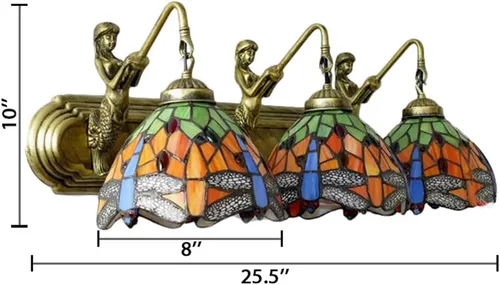 Vista 3 de LITFAD Lámpara de tocador Tiffany, aplique de pared con 3 luces para baño Multicolor - 3 luces