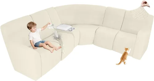 Vista 60 de ALIECOM Fundas 100% impermeables para sofá seccional reclinable, forma de L, elásticas, para esquina, funda para sofá seccional reclinable, lavable