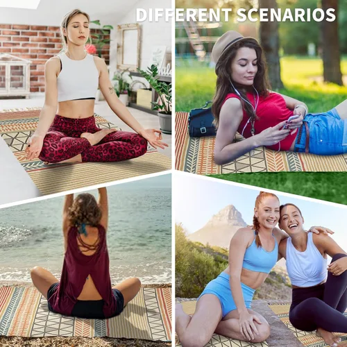 Vista 5 de Cifupy Tapete de yoga orgánico hecho a mano con esterilla de yoga de algodón orgánico, alfombra de yoga plegable y antideslizante tejida a mano que