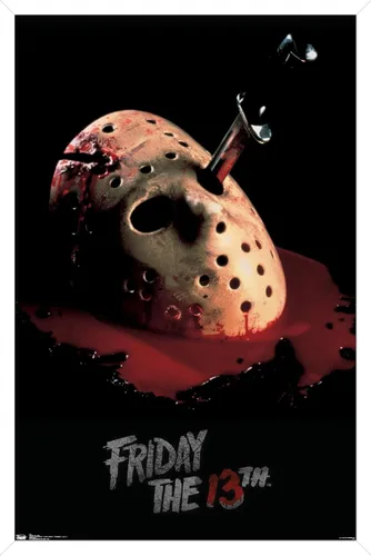 Vista 13 de Trends International Friday The 13th - Póster de pared de máscara sangrante, 14.725 x 22.375 pulgadas, versión enmarcada de madera de granero