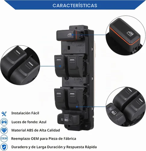Vista 5 de Interruptor maestro de ventana eléctrica delantera izquierda para lado del conductor compatible con Chevrolet Chevy Colorado 2004-2012 / GMC Canyon