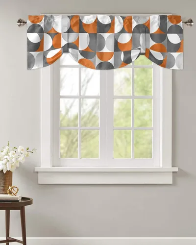 Vista 102 de Cortinas de cocina de Navidad, cenefa semitransparente ajustable con lazo, muñeco de nieve, copo de nieve, bolsillo para barra, tratamiento