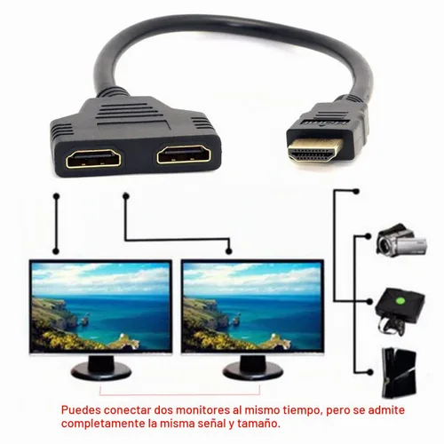 Vista 2 de chenyang Adaptador de cable de extensión de interruptor divisor HDMI 1 a 2 con conector micro y mini HDMI HDMI 1to2 negro con convertidor