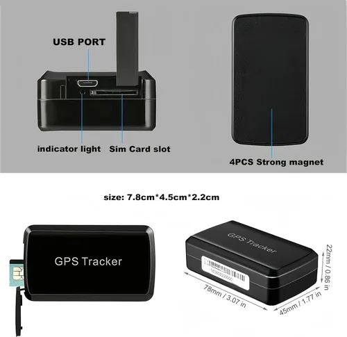 Vista 2 de Rastreador GPS 4G para vehículos, monitor de ubicación en tiempo real, alertas antirrobo/manipulación, tiempo de espera prolongado, soporte