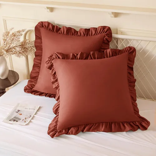 Vista 31 de KKJIAF Paquete de 2 fundas de almohada con volantes de 18 x 18 pulgadas