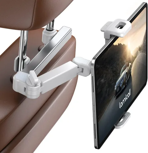 Vista 8 de Lamicall Soporte para reposacabezas de tableta para coche - [Brazo extensible 3 en 1] Soporte ajustable para tableta en el coche para asiento