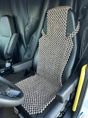 Vista 5 de Protector de asiento con cuentas de madera natural, almohadilla transpirable, fresca y cómoda para verano, cojín masajeador (cuadrado)
