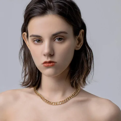 Vista 3 de CLASSYZINT Gargantilla de cadena de eslabones cubanos de oro para mujer, collar de cadena de oro grueso de 0.354in de grosor, collar de moda