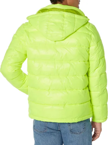 Vista 2 de GUESS Men's Mid-Weight Puffer Jacket with Removable Hood