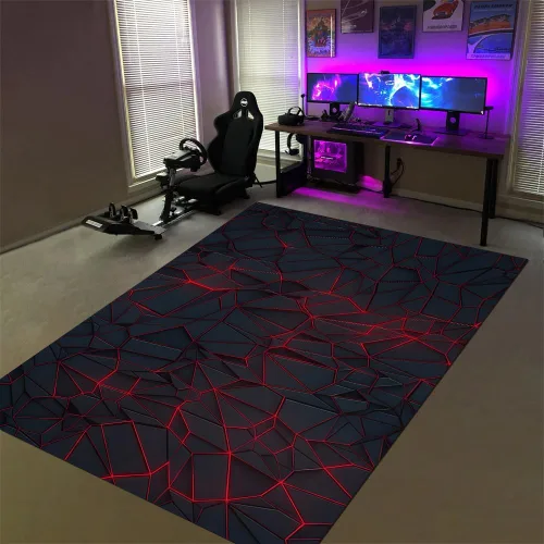 Vista 4 de Alfombras de neón para sala de juegos, 2 x 3, alfombra pequeña para deportes electrónicos, alfombras coloridas para niños, adolescentes, color negro
