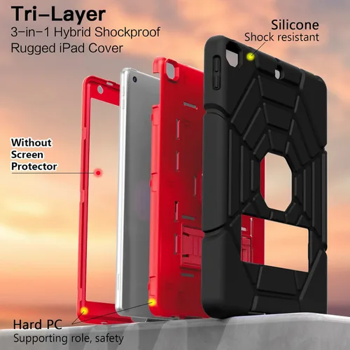 Vista 3 de Grifobes - Funda para iPad de 9.ª generación, para iPad de 8.ª/7.ª generación 2021/2020/2019, funda protectora resistente de 10.2" con soporte