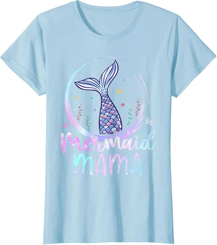 Vista 4 de Camiseta de sirena para mujer, diseño de cola de sirena para cumpleaños, playa, cola de sirena, Negro