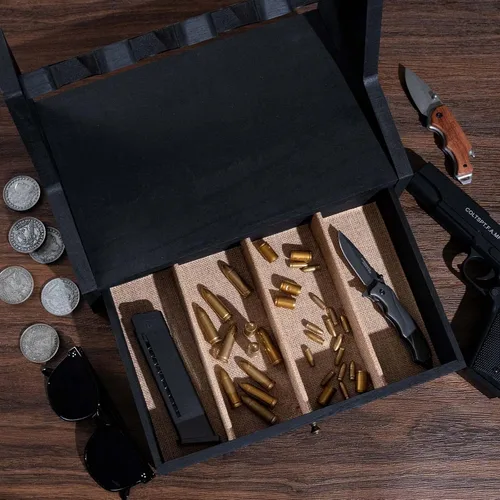 Vista 2 de DGWJSU Estante para Pistolas Caja Fuerte de Armas, Soporte de Estante para Pistolas de Madera Real para Accesorios de Gabinete de Armas, Organizador