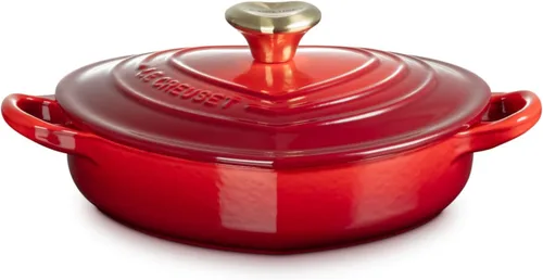 Vista 4 de Le Creuset - Corazón de hierro fundido esmaltado Cocotte, 1.25 cuartos de galón, color cereza Cerise