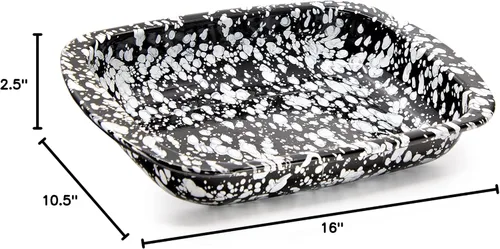 Vista 4 de Golden Rabbit Enamelware - Molde para hornear, 3 cuartos de galón, Black Swirl