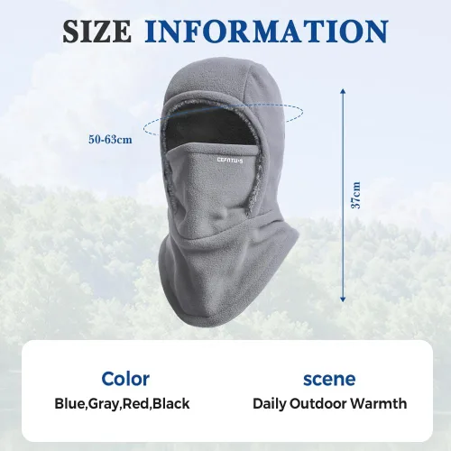 Vista 4 de Gorro unisex resistente al viento y cálido, pasamontañas de invierno con cubierta para la nariz y las orejas, gorro de cuello para esquí, motocicleta