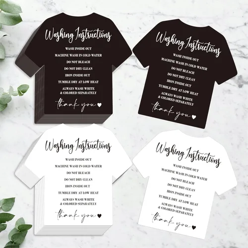 Vista 8 de 200 tarjetas de instrucciones de lavado, instrucciones de cuidado de limpieza de ropa, camiseta, inserción de instrucciones de dirección al cliente