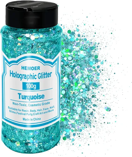 Vista 16 de HEMOER Purpurina Gruesa Holográfica, 12 Colores de Lentejuelas Brillantes, Conjunto de Purpurina de Poliéster Exclusivo Mixto para Resina Epoxi