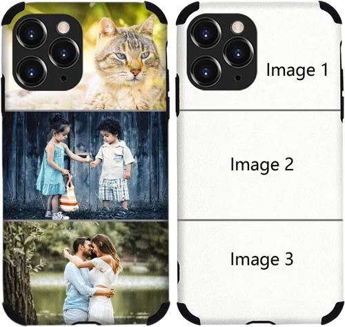 Vista 9 de Funda personalizada para iPhone 17, 16, 15, 14, 13, 12, 11 Pro/Max/Air/Puls, piel sintética + material TPU, bolsa de aire de cuatro esquinas es