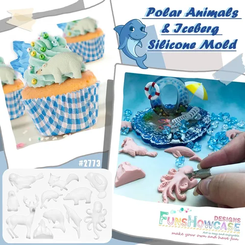 Vista 4 de Arctic Animals - Molde de silicona para fondant (11 cavidades, 1-3 pulgadas)