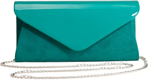 Vista 3 de WALLYNS Bolso de mano clásico de charol con franela azul TIF azul Tif Blue