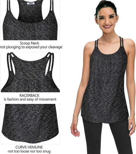 Vista 3 de Hibelle Camiseta sin mangas para mujer con cuello redondo y espalda cruzada