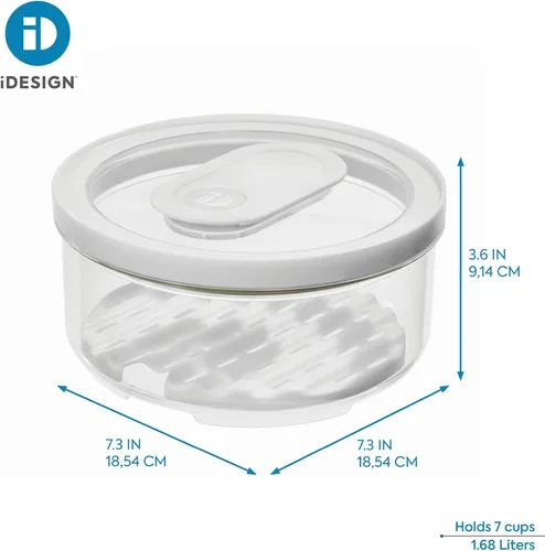 Vista 7 de iDesign - Papelera redonda pequeña para nevera, color blanco con bandeja de drenaje extraíble y tapa